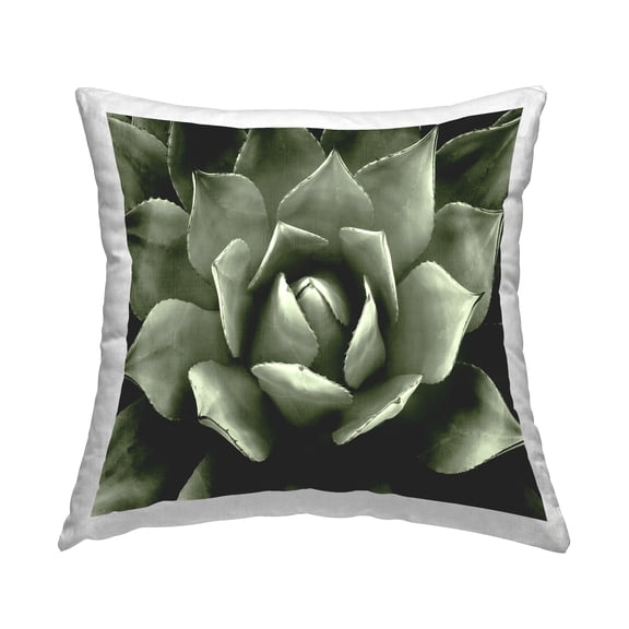 Stupell Industries Deep Green Succulent Plant Leaves Square Decorative Printed Throw Pillow, 18 x 18,