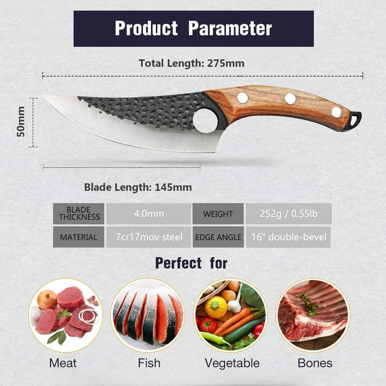 Meat Knife With Leather Cover Kitchen Utility Knives Outdoor Portable  Barbecue Grilled Meat Cutting Knife