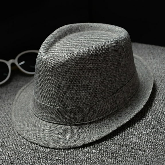 AirLoni Unisex Retro Wide Brim Fedora Hat Foldable Adjustable Solid Color Manhattan Jazz Travel Sun Hat Dark Gray,One Size