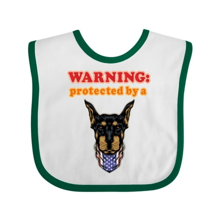 

Inktastic Funny Protected by a Doberman Pinscher Dog Gift Baby Boy or Baby Girl Bib
