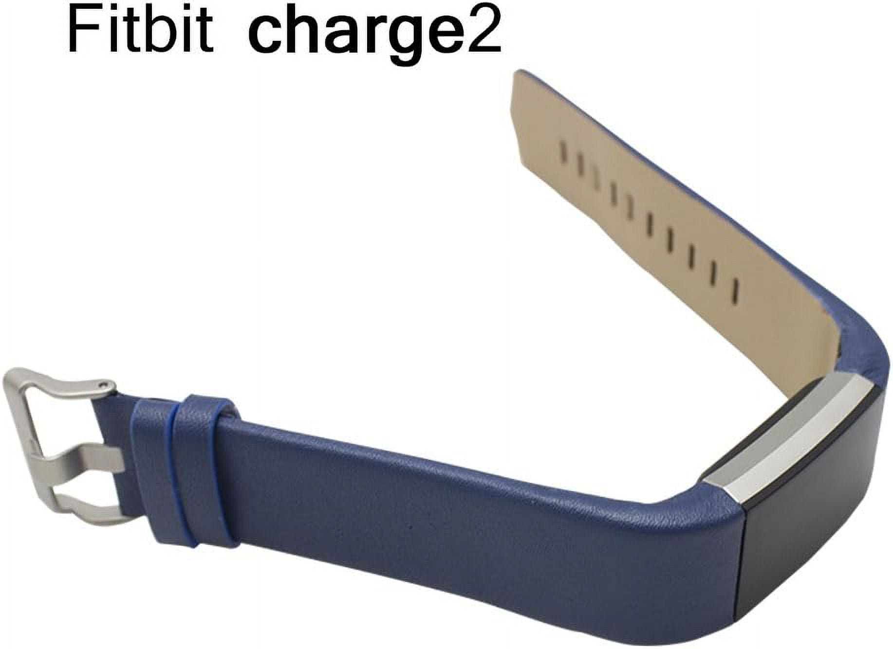 KOMI Leather Replacement Compatible With Fitbit Charge 2 Bands - Charge2 Genuine Leather Wristband Replacement Accessory Bracelet Metal Band Compatible With Fitbit Charge 2 (Blue)