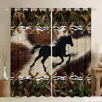 jejeloiu Rustic Cowhide Black Out Curtains,Farm Animal Horse Curtains Pack of 2 (42x63 Each),Brown Beige Black Bedroom Curtains For Men Women,Luxury Bedroom Decor