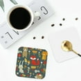 thumbnail image 5 of Kll Square Drink Coasters Set Of 4,Pu Leather Absorbent Coasters Set Decorative Coffee Cup Coasters Housewarming Gift For Home Decor-Cute Animal Forest, 5 of 9