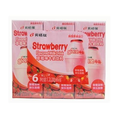 Binggrea Milk Drink, Strawberry, 6 Ct