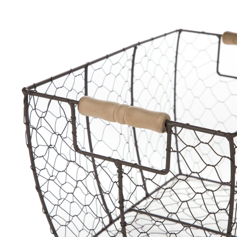 Homezone Wire Basket with Wood Handles, 1 Each