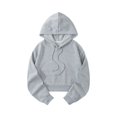 thumbnail image 2 of Women's Fashionable Long-sleeved Pullover And Solid-color Hooded Sweatshirt Gray, 2 of 4