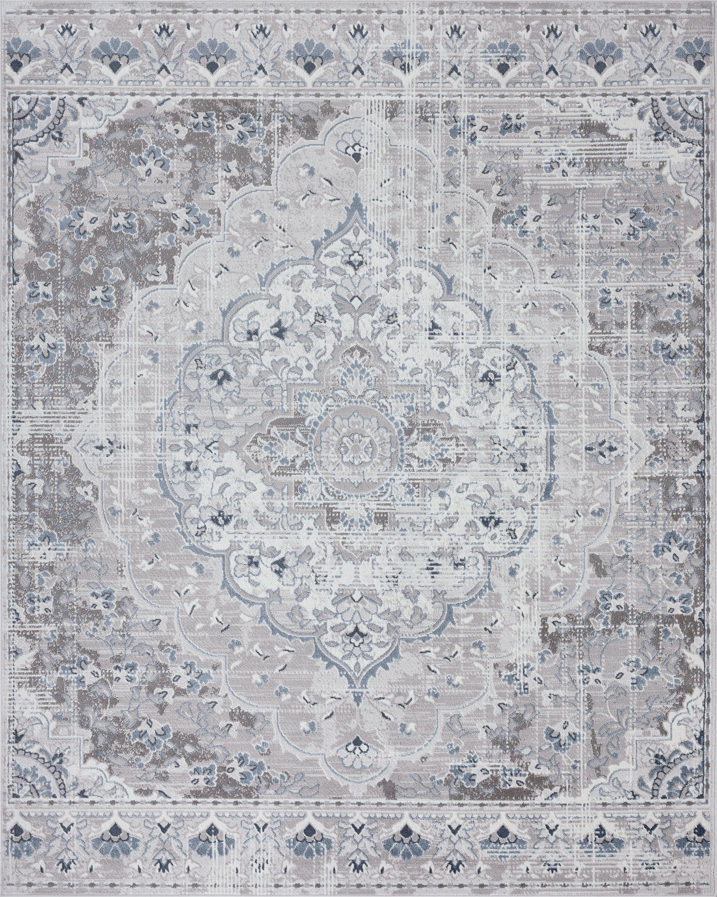 Bliss Rugs Vintage Traditional Medallion Area Rug, Indoor Rugs for Living Room, Dining Room, Bedroom | Gray, 9' x 12' (8'9''x12'2'')