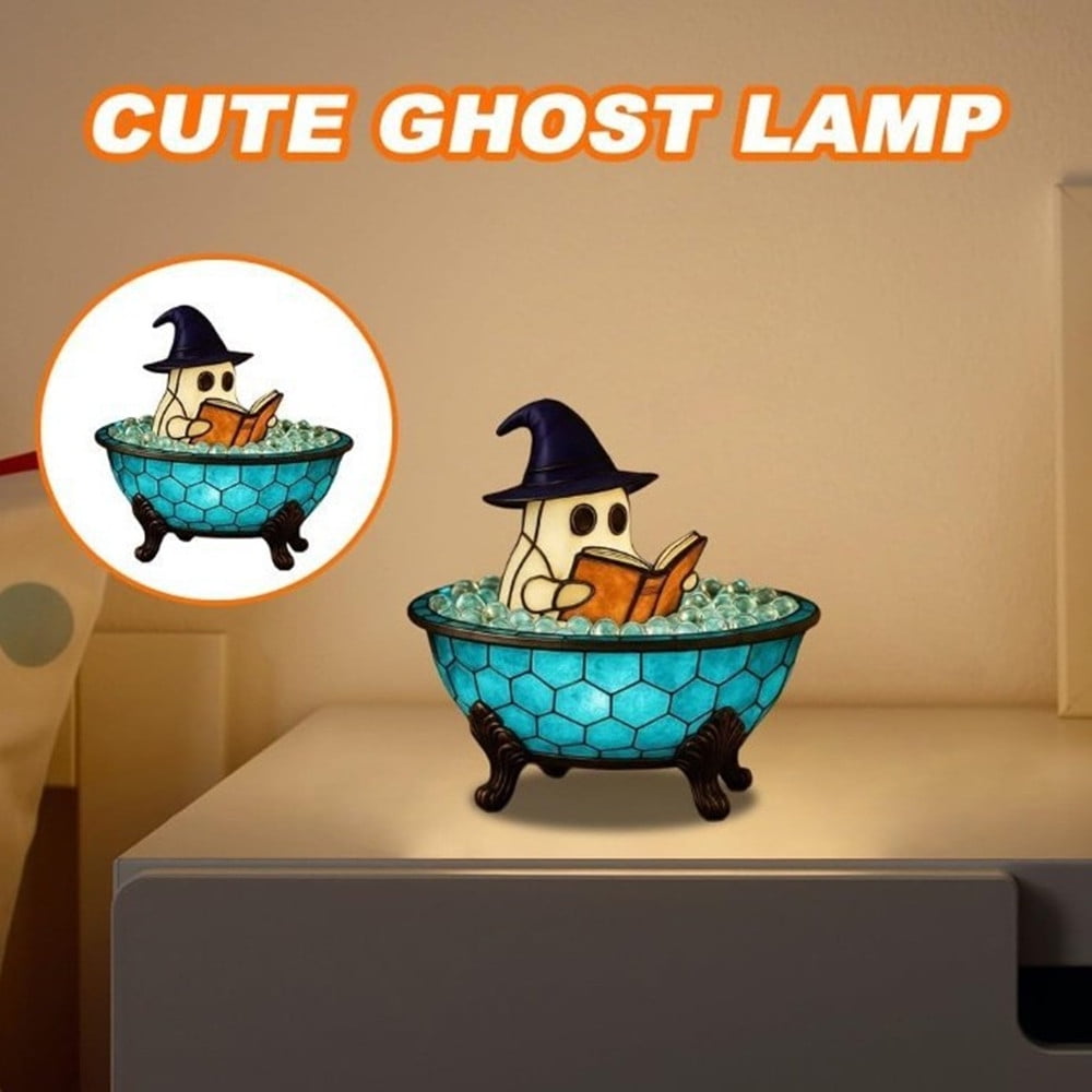 Halloween Party Ghost Bubble Bath Lamp, Halloween Ghost Night Light, Cute LED Lamp for Bathroom Decor, Ghost-Themed Bathtub Lamp for Halloween Party or Gift