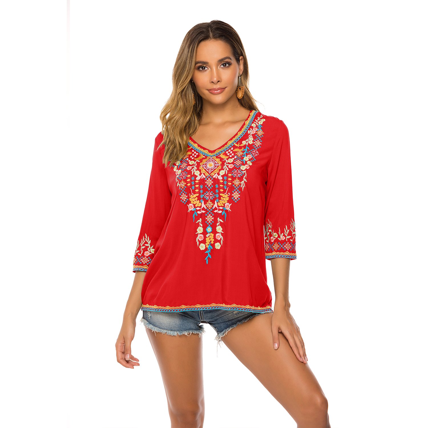 embroidered mexican peasant top plus size