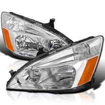 Spec-D Tuning Chrome Housing Clear Lens Headlights Compatible with 2003-2007 Honda Accord L R Pair Head Light Lamp Assembly