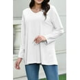 thumbnail image 2 of Mengpipi Womens Long Sleeve T-Shirt V-Neck Loose Casual Tops, White-XXL(US 20), 2 of 6