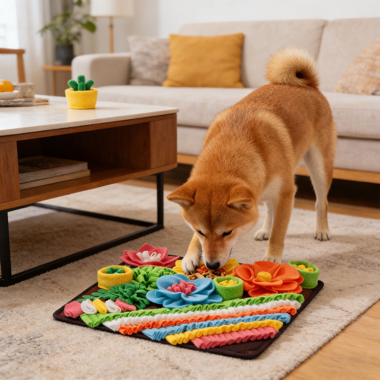 Snuffle Mat for Dogs Cats, Pet Treats Feeding Mat for Small/Medium, Interactive Dog Puzzle Toys, Felt Wool Dog Sniff Mats for Slow Feed, Encourages Natural Foraging Skills,B#39x39 cm