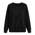 thumbnail image 2 of GERsome Sweatshirt for Women Henley Button Crew Neck Long Sleeve Pullover Tops Solid Color Black L, 2 of 6