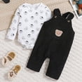 thumbnail image 2 of CAUYDY Baby Boys Coming Home Outfit Infant Boy Long Sleeve Romper Set Toddler Fall Winter Bodysuit Newborn Clothes 0 3 6 9 Months 1T 2T Sizes 6-9 Months,Black, 2 of 5