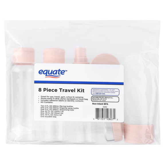 Equate 8-Piece Travel Kit, Colors May Vary