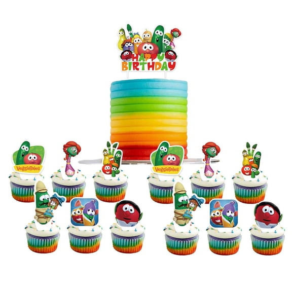 Veggietales Cake Topper CupcakeS Set Birthday Party Supplies Decoration Decor Kit