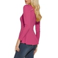 thumbnail image 4 of INSPIRE CHIC Women's Tops Long Sleeves Scoop Neck Casual Peplum Shirts S Magenta, 4 of 8