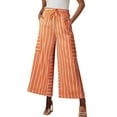 thumbnail image 2 of nochalofo Orange Wide Leg Sweatpants Women, Women Drawstring Striped Pants Loose Wide Leg Pants Casual Palazzo Pants Trousers with Pockets, 2 of 6