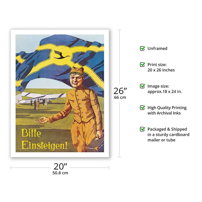 Affiche Vintage Lufthansa Grande Muraille De Chine - Originale Années 80-90, Format A1, état TOP