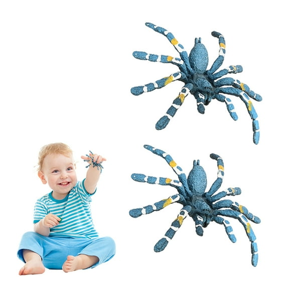 BESTSKY 2Pcs Fake Bugs,Pvc Brazilian Blue Tarantula Plastic Bugs,Prank Character Model Insect Easter Basket Stuffers