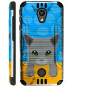 WORLD ACC Silver Guard Case Compatible for Coolpad Legacy S Brushed Metal Texture Hybrid TPU Phone Cover (Cute Cat Gray)