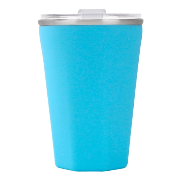 Billuyoard Taza de enfriamiento Color sólido Estilo simple Doble capa 330 ml Verano Sellado a prueba de fugas Reutilizable Lavable Taza de Cocina y Comedor Cielo azul