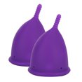 thumbnail image 1 of Higiene silicona copa menstrual femenina femenina femenina Herramienta de cuidado del cuerpo del coleccionista Herramienta de cuidado del cuerpo2 x copas menstruales moradas+bolsa, 1 of 7