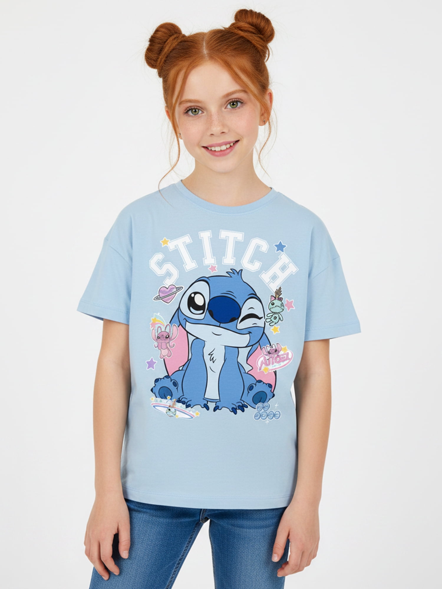 Lilo & Stitch Girls' Graphic Tee with Short Sleeves, Sizes 4-16
