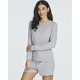 thumbnail image 6 of 2 Pack: Women's Ribbed Knit Long Sleeve Top and Shorts Pullover Lounge Pajama Set (Available In Plus Size), 6 of 6