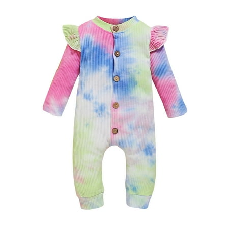

Honeeladyy Winter Toddler Baby Girls Long Sleeve Rainbow Tie-Dyed Ruffle Romper Jumpsuit Pink Sales Online