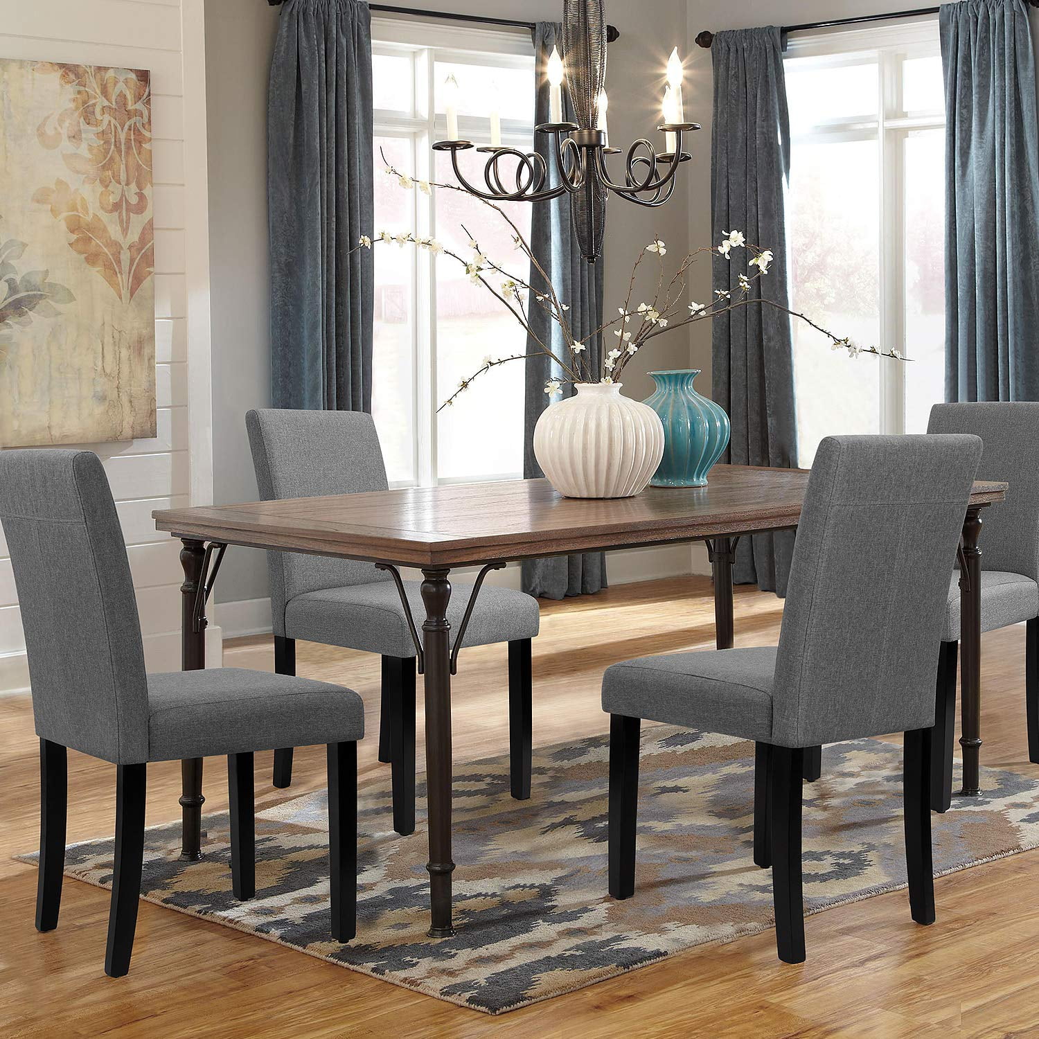 Walnew Set Of 4 Modern Upholstered Dining Chairs With Wood Legs Gray Walmartcom Walmartcom