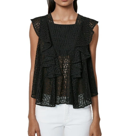 Rebecca Minkoff Women's Ruffled Mavis Top Sz XXS Black