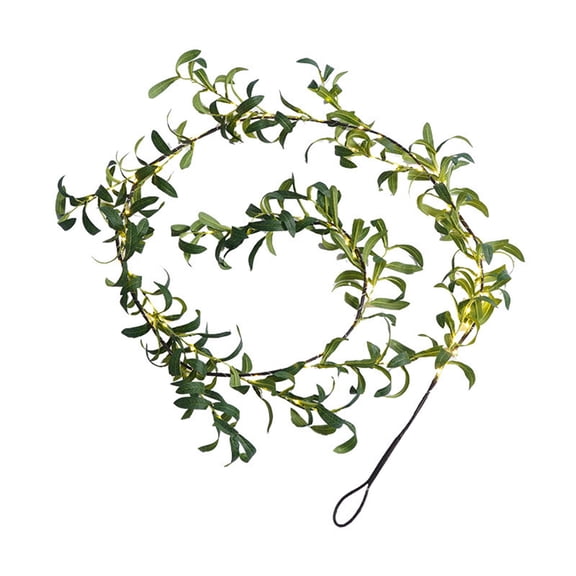 OIUR Lighted Artificial Greenery Twig Vine Garland 96 Fairy Lights 6FT Battery Operated Pre-lit Faux Olive/Eucalyptus Vine with Timer for Christmas Spring Fireplace Mantle Decor