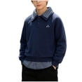 thumbnail image 2 of SELONE Collared Shirt Boys Long Sleeve Button Pullover Tops Patchwork Plaid Sweatshirts Fall Campus Clothes 2-12Y, 2 of 9