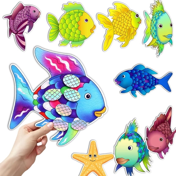 HOOJOJO The Rainbow Fish Felt Story Set, Ocean Animal & Scale Felt, Preschool Social Emotional Learning Aid for Kids Ages 3