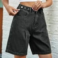 thumbnail image 2 of Womens Jean Shorts Knee Length Trendy Y2k High Waisted Wide Leg Casual Summer Shorts with Pockets Black & Gray L, 2 of 6