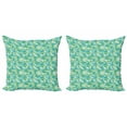 thumbnail image 1 of Tropical Throw Pillow Cushion Cover Pack of 2, Green Tones Cartoonish Pattern of Exotic Parrots and Abstract Dotted Feathers, Zippered Double-Side Digital Print, 4 Sizes, Multicolor, by Ambesonne, 1 of 2
