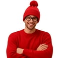 thumbnail image 6 of Red White Beanie Waldo Hat Christmas Pom Pom Striped Knit Hat with Glasses, 6 of 7