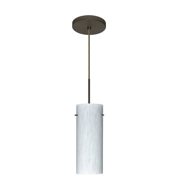 1JT-412319-LED-BR-Besa Lighting-Stilo 10-One Light Cord Pendant with Flat Canopy-4 Inches Wide by 10 Inches High-Bronze Finish-Carrera Glass Color-LED