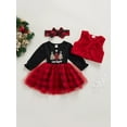 thumbnail image 2 of Toddler Baby Christmas Tree Tulle Dress with Furry Vest Headband 3Pcs Outfit, 2 of 8