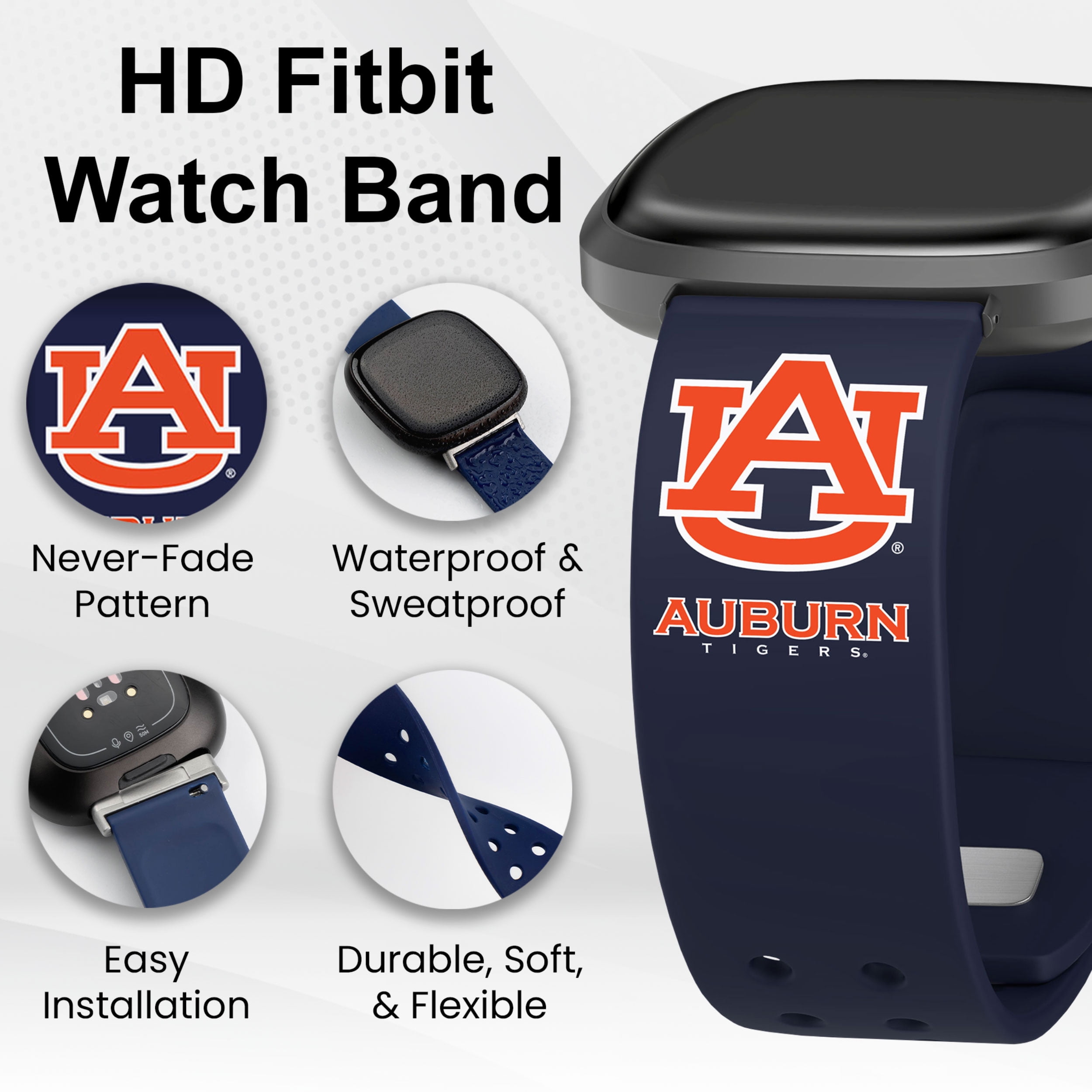 Tigers HD Elite Edition Unisex Watch Band for FitBit Versa 3 & Sense (Long)