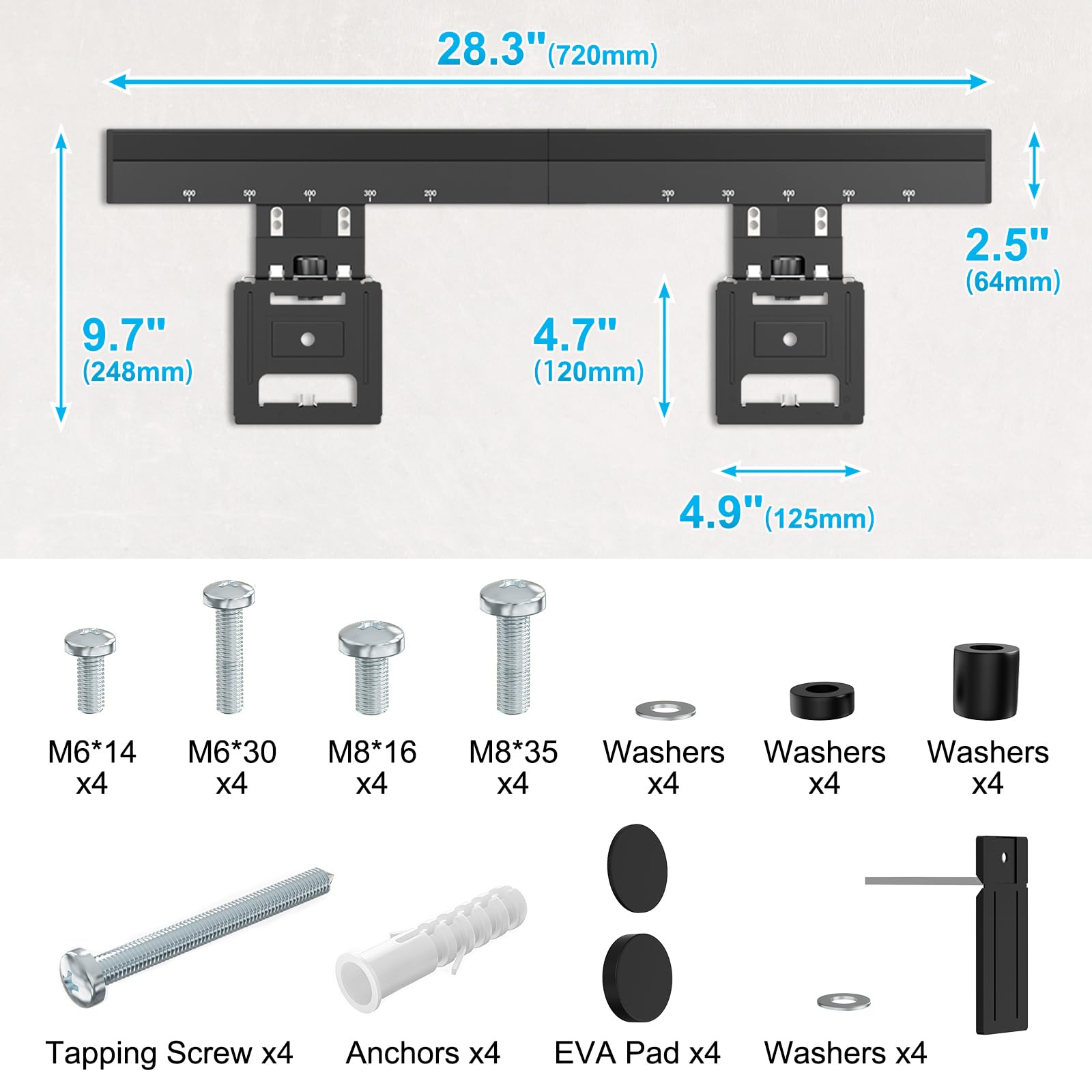 PUTORSEN Ultra Slim TV Wall Mount for 37 to 80 inch Flat TV & Frame TV, Max 165 lbs, 0.37'' Low Profile TV Wall Mount, VESA 200 x 200-600 x 400 mm