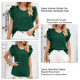 thumbnail image 3 of Top Plisado De Verano, Blusa De Manga De Pétalo Para Mujer, Cuello Redondo Para Uso Diario, 3 of 7
