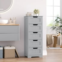 Homfa Modern Bathroom Cabinet, Free Standing Storage Cabinet with 5 Drawers Organizer Unit for Living Room Bedroom, Gray
