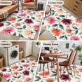 thumbnail image 6 of Pink Orange Flower Washable Area Rugs 2.7'x5', Watercolor Floral Green Leaf Vintage Country Low Pile Throw Living Room Rug Non-Slip Sturdy Edge Binding Carpet for Indoor Entryway Bedside Kitchen, 6 of 9