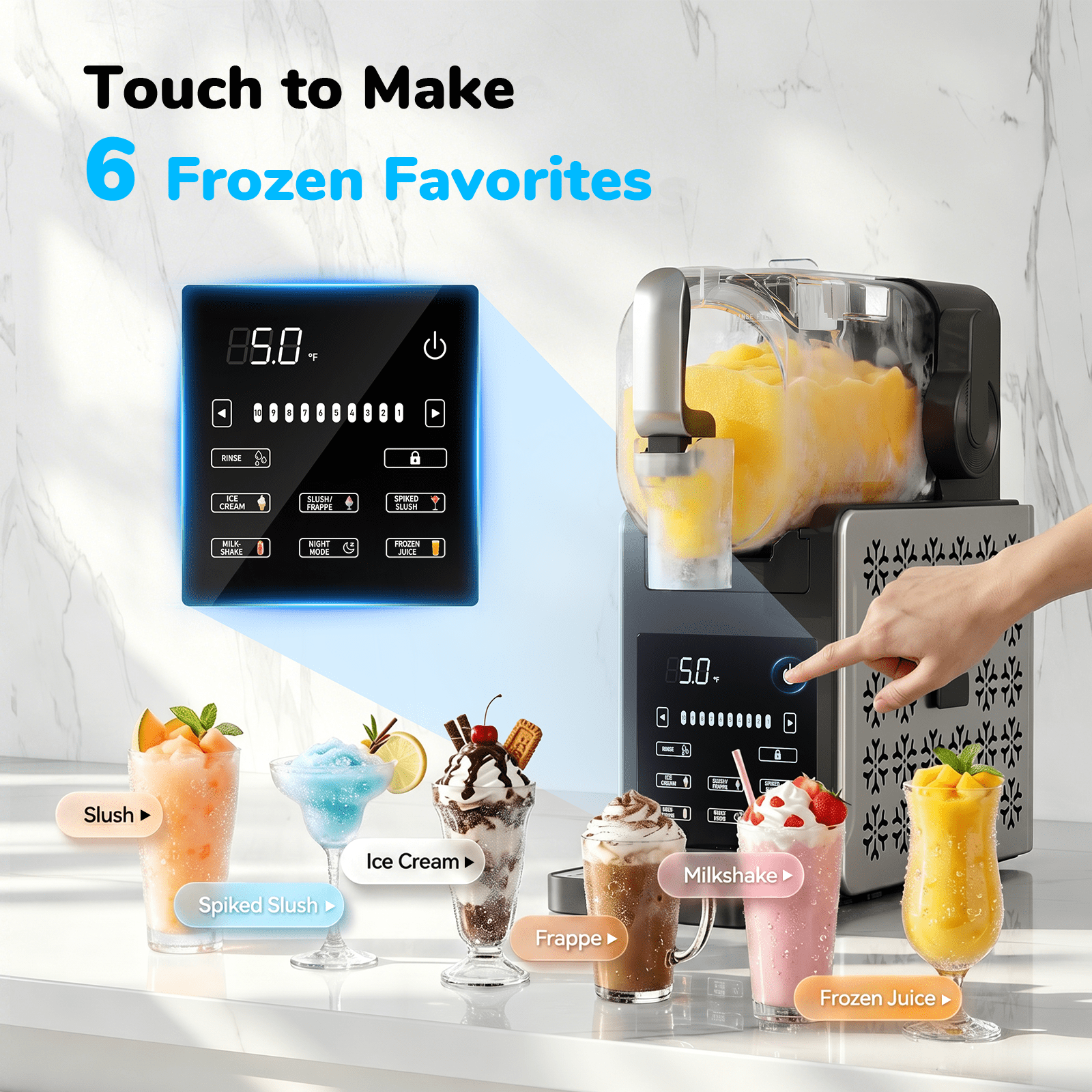1.9L Slushie Machine & Soft Serve Ice Cream Maker with Rapid Freezing,8-in-1 85Oz Frozen Drink Machine, Slushie Maker, Margarita Machine for Home