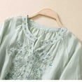 thumbnail image 5 of Sakmal Women's Blouse Green Flutter 3/4 Sleeve Embroidered Shirts V-Neck Blouses Womens Workout Tops, 5 of 9