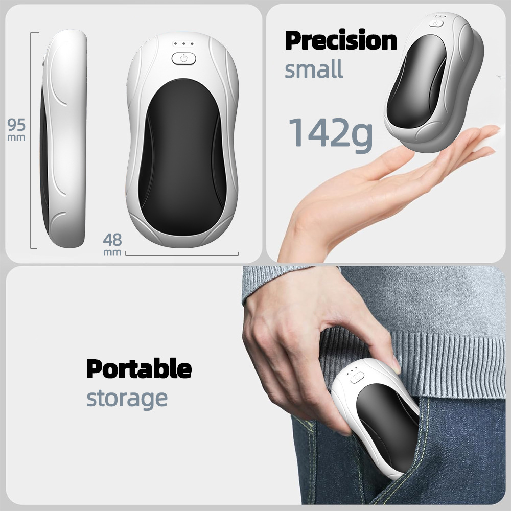 White and black model HW04 2-in-1 Hand Warmer 6000mAh (Hand Warmer * 2+Data Cable * 1+Five country Manual * 1)
