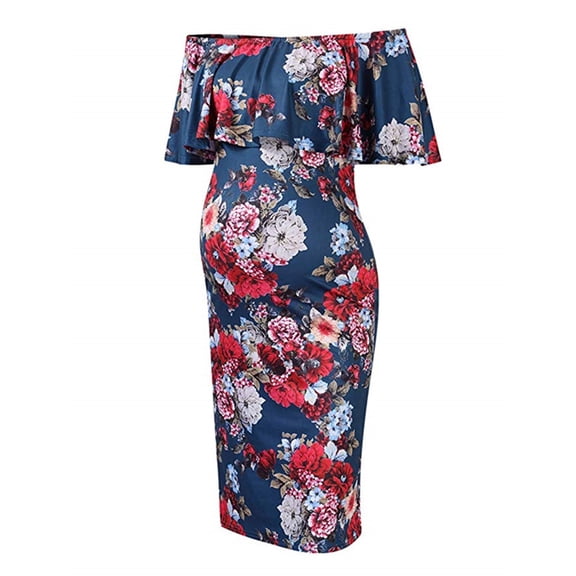 gakvbuo Maternity Dress For Women Plus Size Summer Baby Shower Pregnancy Dresses For Photoshoot Maternity Clothing Women's Maternity Sleeveless Print Dress Off Shoulder Casual Maxi Dress