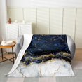 thumbnail image 2 of Marble Fleece Blanket Baby 30x40 Gold Glitter Geometric Lines Flannel Blanket Navy Blue Marble Texture Throw Blanket for Kids Boys Girls Abstract Fluid Ink Magma Artwork Plush Blanket All Season, 2 of 5